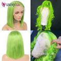 Cheap price human hair short 613 bob wigs human hair lace front blonde wig dyed green blue red pink gray orange purple color wig